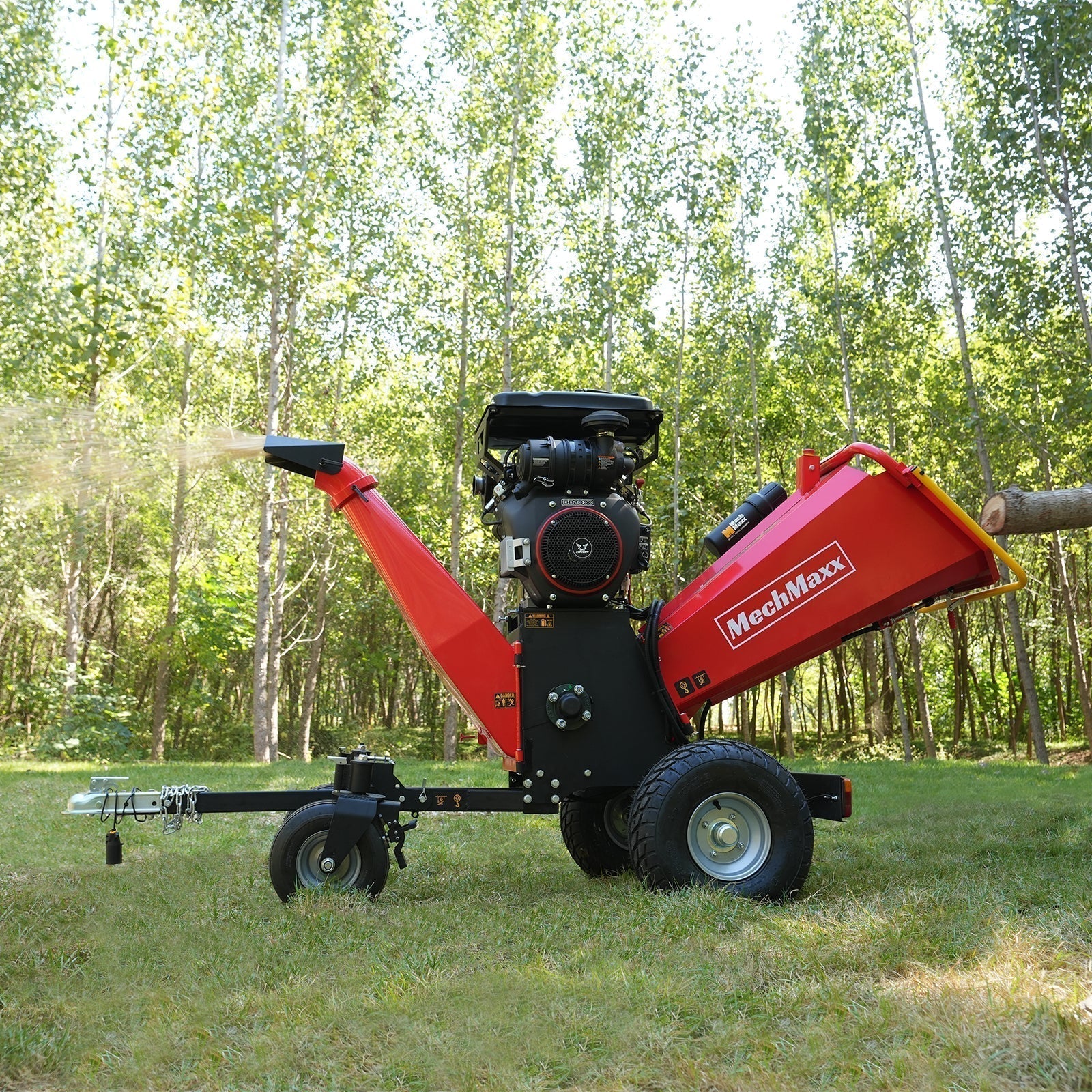 8 inch ZONSEN E-Start 1000cc 35hp Gas Powered 4 - Wheel Drum Wood Chipper with Taillight ,