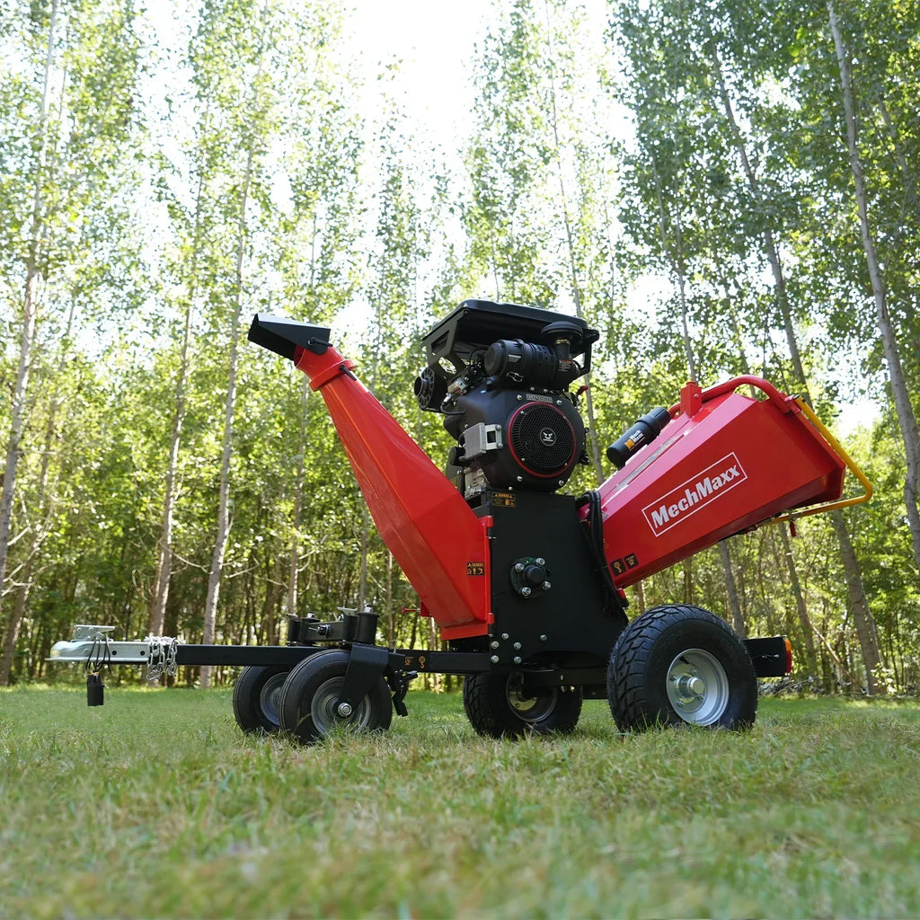 8 inch ZONSEN E-Start 1000cc 35hp Gas Powered 4 - Wheel Drum Wood Chipper with Taillight ,
