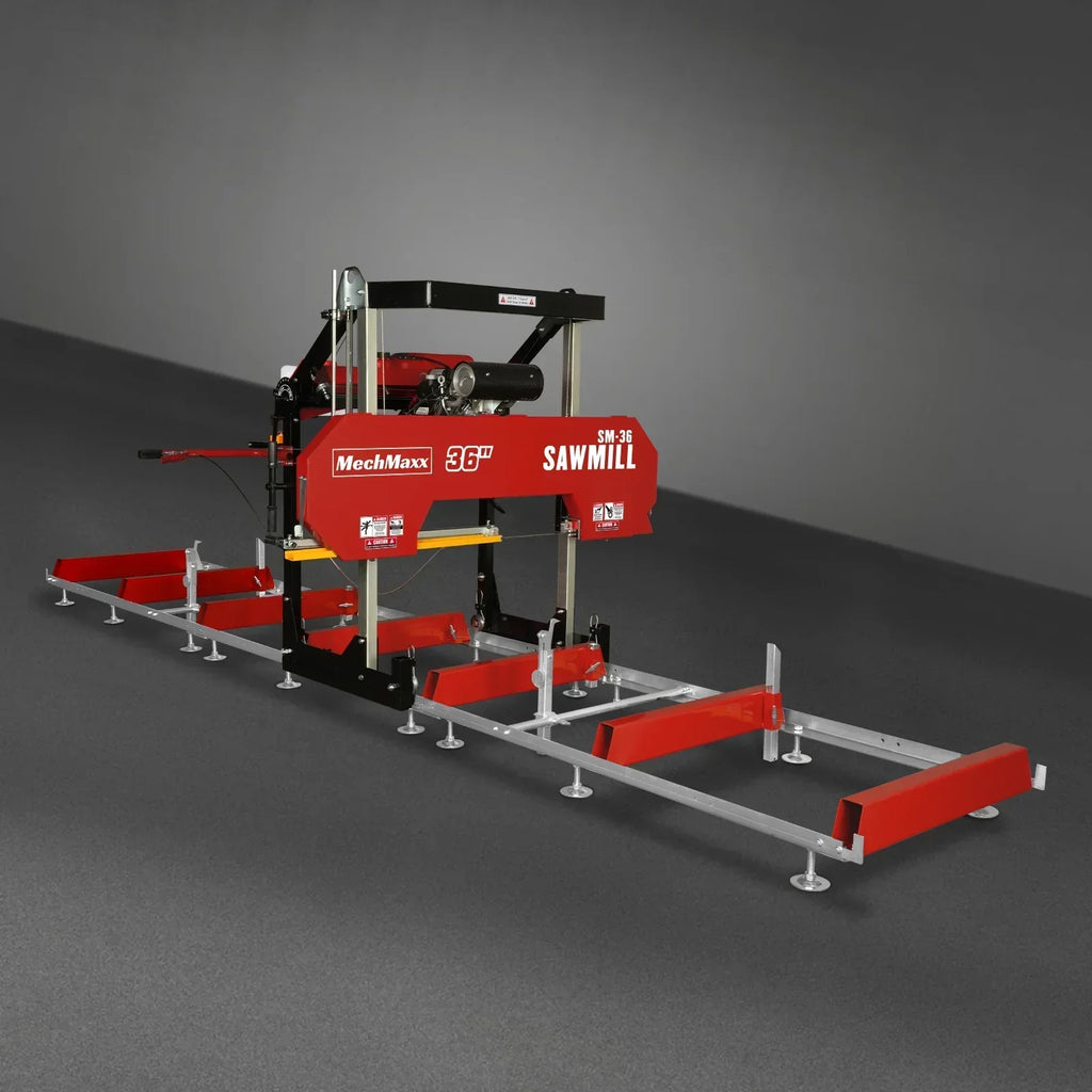 36" MAX Portable Sawmill,  25HP 688cc HONDA GX690 V-Twin Engine,  35" Board Width,  20' Track Length,  (10 Blades Included)