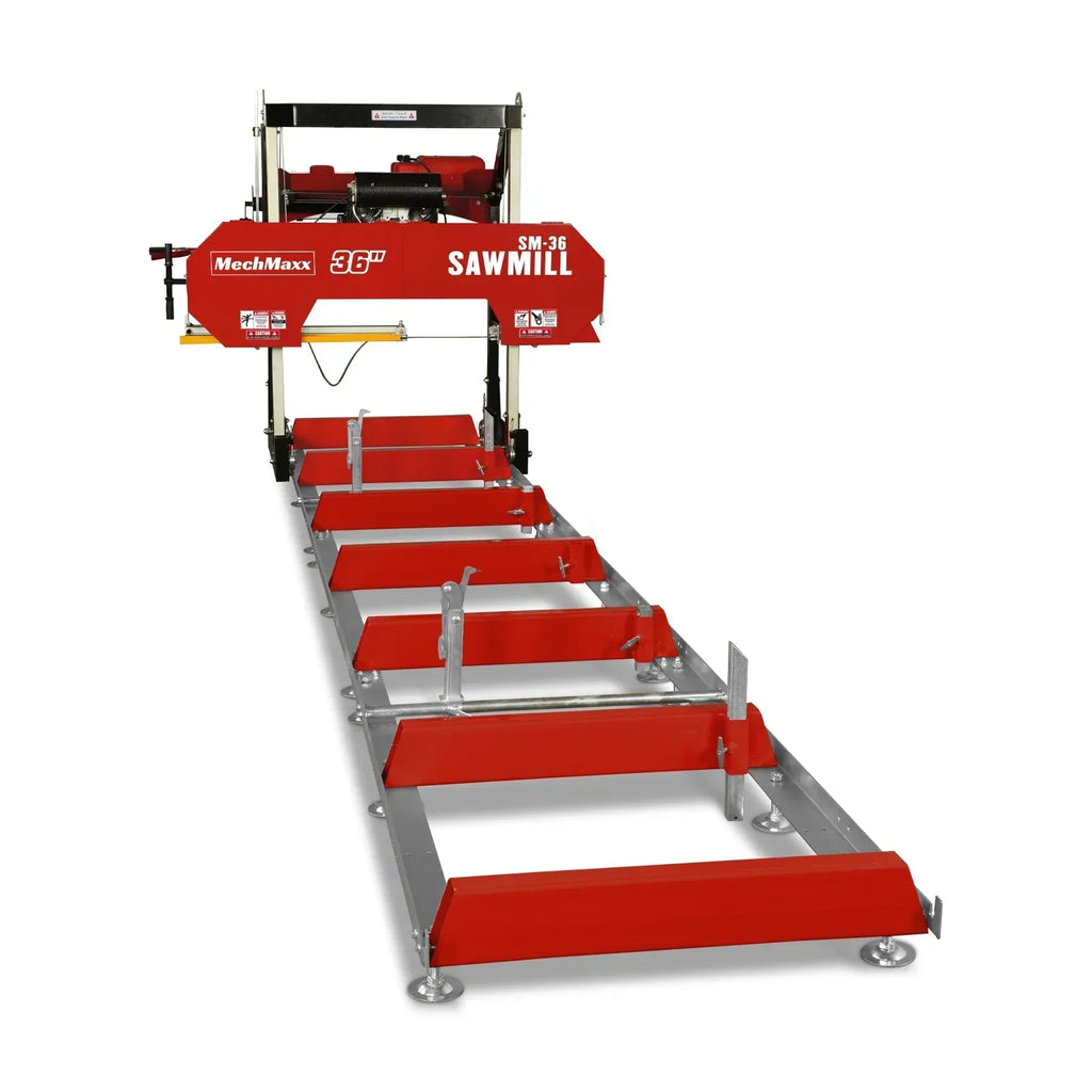 36" MAX Portable Sawmill,  25HP 688cc HONDA GX690 V-Twin Engine,  35" Board Width,  20' Track Length,  (10 Blades Included)