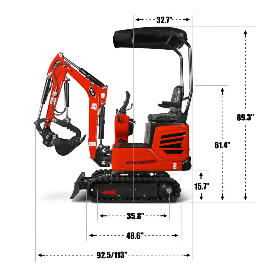 the Mini Compact Excavator HONDA GX390 Engine, 65.7″ Max. Digging Depth, 2280 LBS Operating Weight
